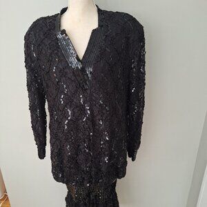Vintage Sequin Dress by Damianoou Size Large Black